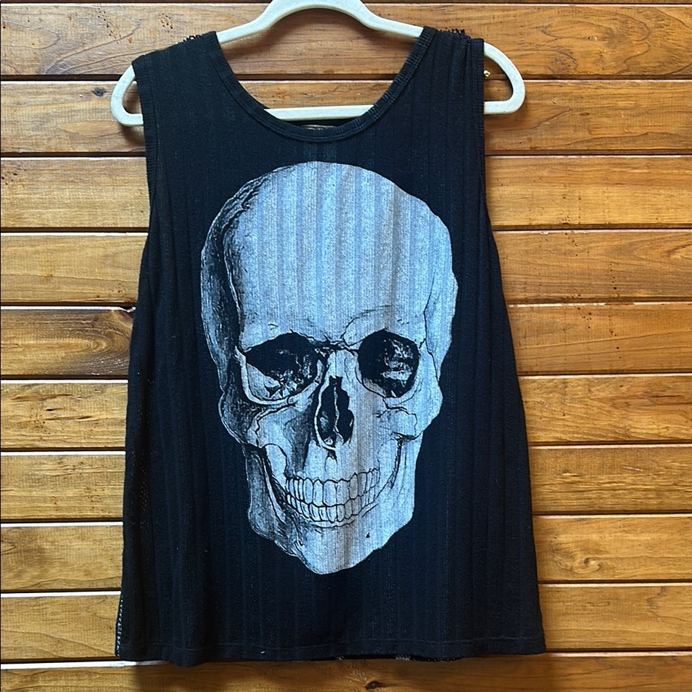 Vocal Black Skull Graphic Sleeveless Tank Top